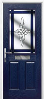 2 Panel 1 Square Crystal Harmony Timber Solid Core Door in Dark Blue