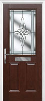 2 Panel 1 Square Crystal Harmony Timber Solid Core Door in Darkwood