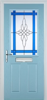 2 Panel 1 Square Crystal Harmony Timber Solid Core Door in Duck Egg Blue