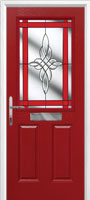 2 Panel 1 Square Crystal Harmony Timber Solid Core Door in Red