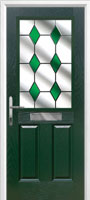 2 Panel 1 Square Drop Diamond Timber Solid Core Door in Green