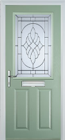 2 Panel 1 Square Elegance Timber Solid Core Door in Chartwell Green