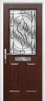 2 Panel 1 Square Elegance Timber Solid Core Door in Darkwood