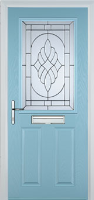 2 Panel 1 Square Elegance Timber Solid Core Door in Duck Egg Blue