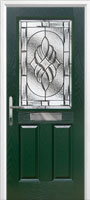 2 Panel 1 Square Elegance Timber Solid Core Door in Green