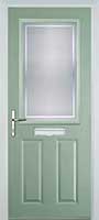 2 Panel 1 Square Enfield Timber Solid Core Door in Chartwell Green