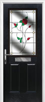 2 Panel 1 Square English Rose Timber Solid Core Door in Black