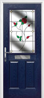 2 Panel 1 Square English Rose Timber Solid Core Door in Dark Blue