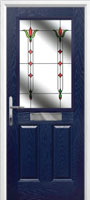 2 Panel 1 Square Fleur Timber Solid Core Door in Dark Blue