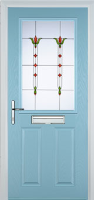 2 Panel 1 Square Fleur Timber Solid Core Door in Duck Egg Blue