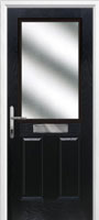 2 Panel 1 Square Glazed Timber Solid Core Door in Black