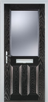 2 Panel 1 Square Glazed Timber Solid Core Door in Black Brown