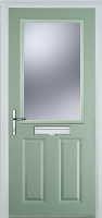 2 Panel 1 Square Glazed Timber Solid Core Door in Chartwell Green