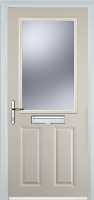 2 Panel 1 Square Glazed Timber Solid Core Door in Cream