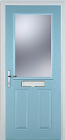2 Panel 1 Square Glazed Timber Solid Core Door in Duck Egg Blue