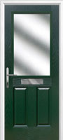 2 Panel 1 Square Glazed Timber Solid Core Door in Green