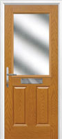 2 Panel 1 Square Glazed Timber Solid Core Door in Oak