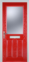 2 Panel 1 Square Glazed Timber Solid Core Door in Poppy Red