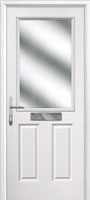 2 Panel 1 Square Glazed Timber Solid Core Door in White