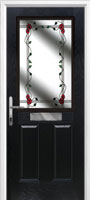 2 Panel 1 Square Mackintosh Rose Timber Solid Core Door in Black