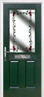 2 Panel 1 Square Mackintosh Rose Timber Solid Core Door in Green