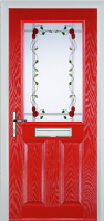 2 Panel 1 Square Mackintosh Rose Timber Solid Core Door in Poppy Red