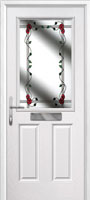 2 Panel 1 Square Mackintosh Rose Timber Solid Core Door in White