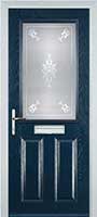 2 Panel 1 Square Staxton Timber Solid Core Door in Dark Blue