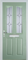 2 Panel 2 Angle Classic Timber Solid Core Door in Chartwell Green