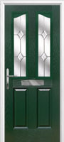2 Panel 2 Angle Classic Timber Solid Core Door in Green