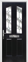 2 Panel 2 Angle Crystal Diamond Timber Solid Core Door in Black