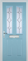 2 Panel 2 Angle Crystal Diamond Timber Solid Core Door in Duck Egg Blue