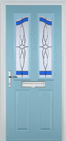2 Panel 2 Angle Crystal Harmony Timber Solid Core Door in Duck Egg Blue