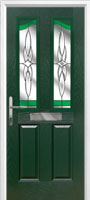 2 Panel 2 Angle Crystal Harmony Timber Solid Core Door in Green