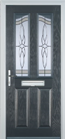 2 Panel 2 Angle Crystal Harmony Timber Solid Core Door in Anthracite Grey