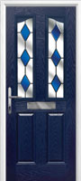 2 Panel 2 Angle Drop Diamond Timber Solid Core Door in Dark Blue