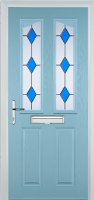 2 Panel 2 Angle Drop Diamond Timber Solid Core Door in Duck Egg Blue