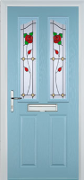 2 Panel 2 Angle English Rose Timber Solid Core Door in Duck Egg Blue