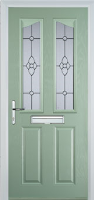 2 Panel 2 Angle Finesse Timber Solid Core Door in Chartwell Green