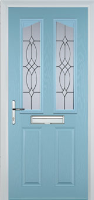 2 Panel 2 Angle Flair Timber Solid Core Door in Duck Egg Blue
