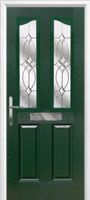 2 Panel 2 Angle Flair Timber Solid Core Door in Green