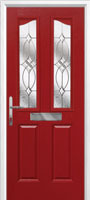 2 Panel 2 Angle Flair Timber Solid Core Door in Red