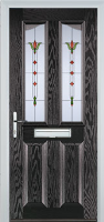 2 Panel 2 Angle Fleur Timber Solid Core Door in Black Brown