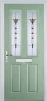2 Panel 2 Angle Fleur Timber Solid Core Door in Chartwell Green