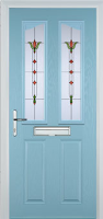 2 Panel 2 Angle Fleur Timber Solid Core Door in Duck Egg Blue