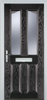 2 Panel 2 Angle Glazed Timber Solid Core Door in Black Brown