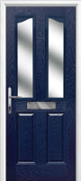 2 Panel 2 Angle Glazed Timber Solid Core Door in Dark Blue