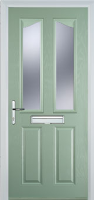 2 Panel 2 Angle Glazed Timber Solid Core Door in Chartwell Green