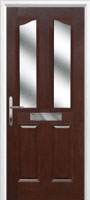 2 Panel 2 Angle Glazed Timber Solid Core Door in Darkwood