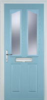 2 Panel 2 Angle Glazed Timber Solid Core Door in Duck Egg Blue